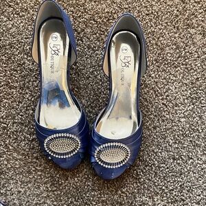 Elegant Blue Heels with Rhinestone Accent